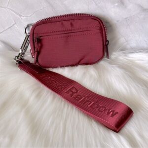 Iris & Rainbow Burgundy Wristlet